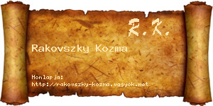 Rakovszky Kozma névjegykártya